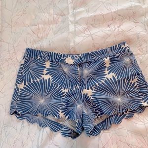 J Crew size 14 shorts, scalloped hem, linen-cotton